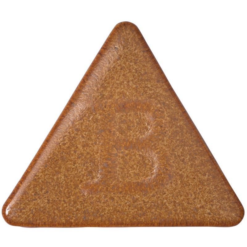Botz Steinzeug ist eine braune, dreieckige Tafel mit einem zentralen „B“-Aufdruck und einer Steinzeugglasur, die für den Brennvorgang bei 1220–1280 °C geeignet ist.